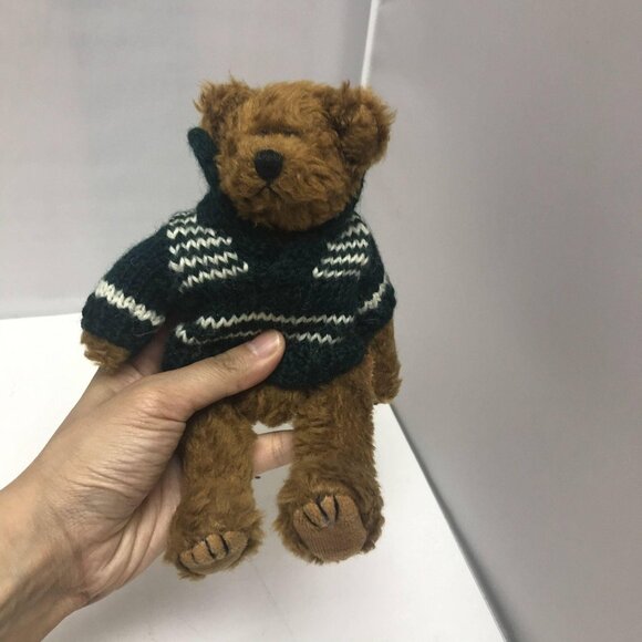 Vintage 1993 Ty Attic Treasures Mason Teddy Bear Green Sweater Retired Small - Picture 1 of 4